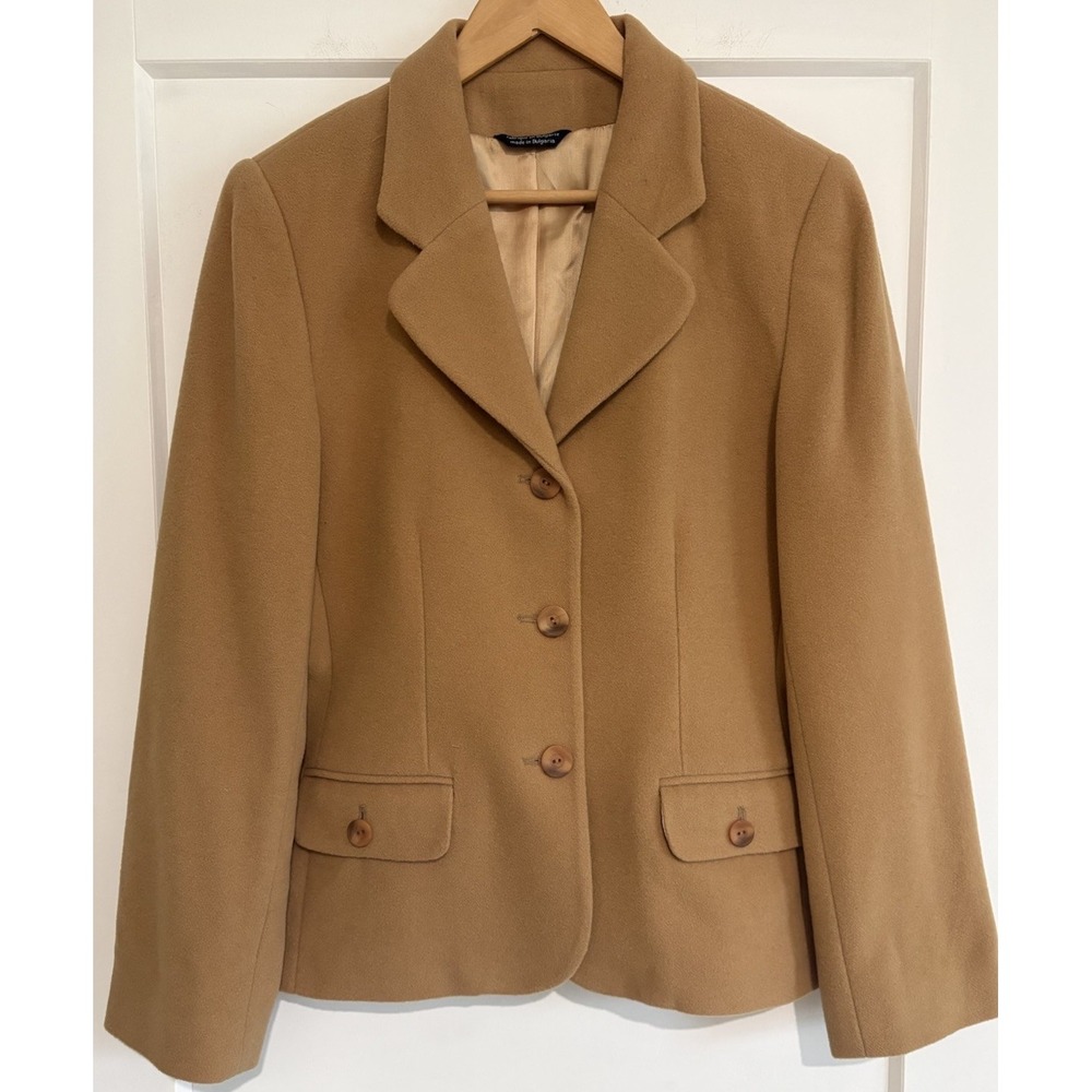 Vintage Tribal Sportswear Camel Wool Cashmere Safari Blazer Jacket Women's Sz 14 - Picture 2 of 13